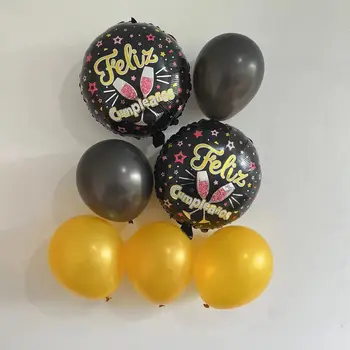 2023 С Новым Днем Рождения Черно-белый Двухцветный воздушный шар из алюминиевой пленки Желто-Розовый Воздушный шар из латекса Организация банкета по случаю Дня рождения