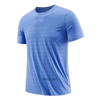 летняя мужская футболка в полоску с коротким рукавом ice quick dry спортивные футболки плюс размер 8XL для занятий спортом в тренажерном зале топы для фитнеса футболки