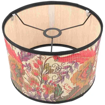 Барабанный абажур E27, винтажный бамбуковый абажур с цветочным узором, Люстра, крышка лампы, Аксессуар, подвесной напольный светильник