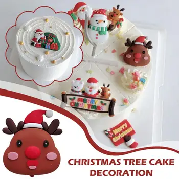 Украшение Рождественского торта Орнамент из мягкого силикона, Веселый Маленький Рождественский Домик Санта Клауса, Декор для торта, Колокольчики, подарки T2F1